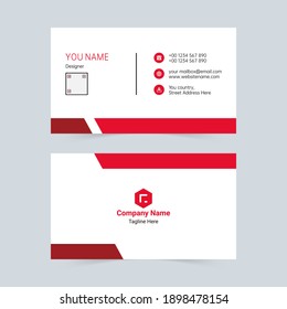 Red minimalistic company vector business card