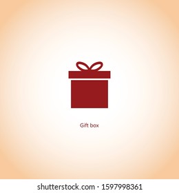 Red minimalistic vector gift box with red bow.