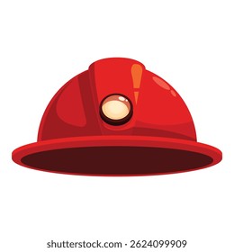 Red mining helmet with a bright light, ensuring safety and visibility in underground environments