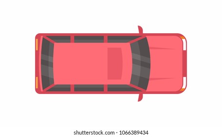 Red minivan. top view
