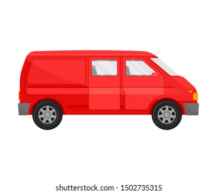 Red minivan. Vector illustration on a white background.