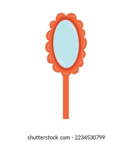Red mirror symbol on white background. Flat Vector Illustration.