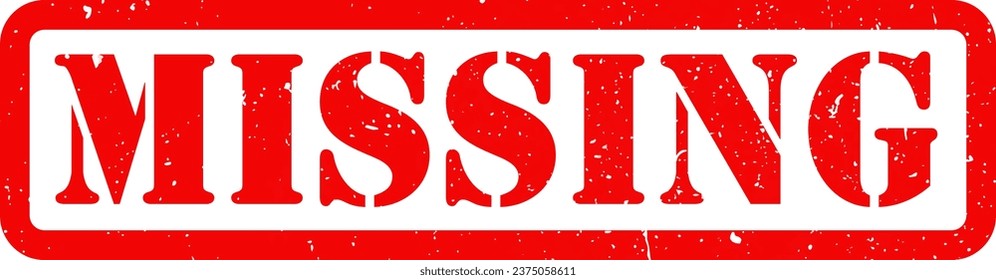 Red Missing Stamp Grunge Texture Label Badge Sticker Vector EPS PNG Transparent No Background Clip Art Vector EPS PNG 