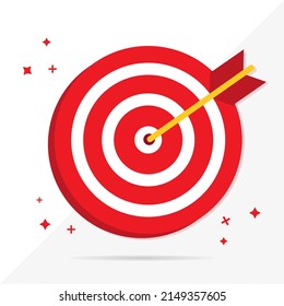 Red Mission icon on isolated white background. business goal, Target, flat vector illustration.