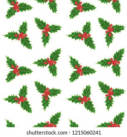 Red mistletoe christmas seamless simple flat pattern 