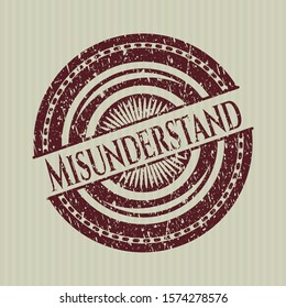 Red Misunderstand grunge style stamp