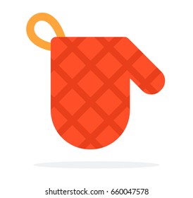 Red Mitten for hot dishes vector flat material design isolated on white