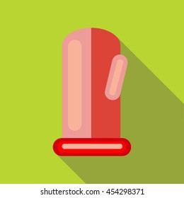 Red mitten icon in flat style on a green background
