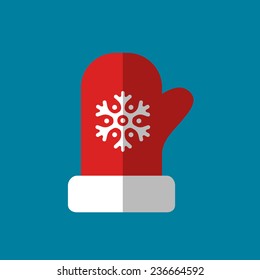 red mitten icon, vector logo illustration