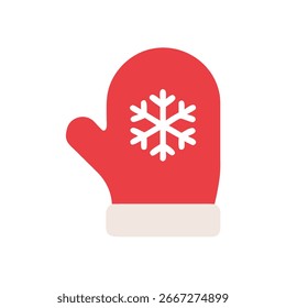 Red mitten with snowflake cuff winter cold