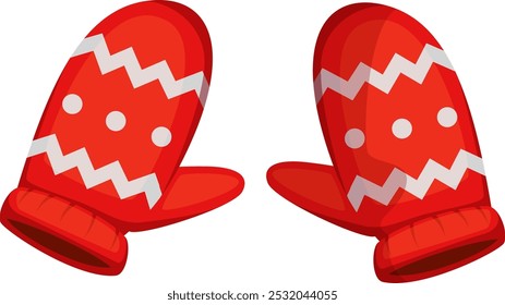 Red mittens cartoon icon. Wool winter accessories