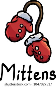 Red mittens, gauntlets, gauntlet, muffle, cartoon style, clothes, clothing, garments, New year, Christmas, gift, present, hands, arms, present, winter, dressing, put on, clothe oneself, wear, mittens
