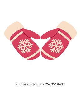 Red mittens Hand drawn flat style isolated. Vector illustration