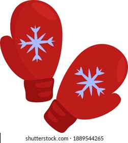 Red mittens ,illustration,vector on white background