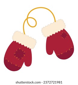 Red mittens on white background