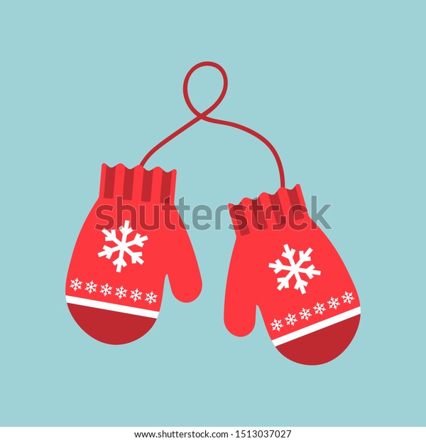 Red mittens. Snowflakes on mittens.\
Vector illustration. Flat design for business financial marketing\
banking advertising web concept cartoon\
illustration.
