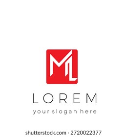 Diseño de logotipo de letra inicial de ML rojo. Logo de icono de Vector de letra moderna creativa y fresca.
