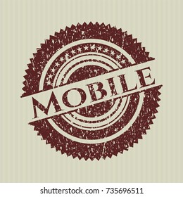 Red Mobile distressed rubber grunge texture seal