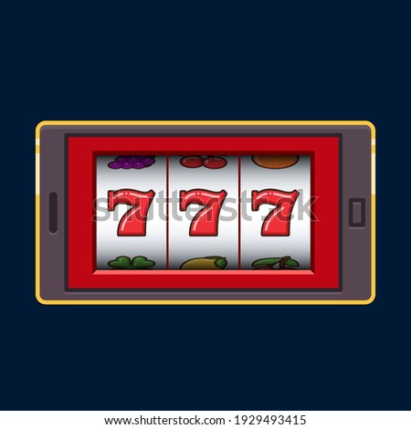Red mobile phone slot machine jackpot lucky wins vector illustration
