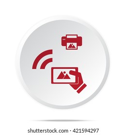 Red Mobile Photo Printing icon on white web button