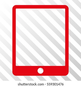Red Mobile Tablet toolbar icon. Vector pictograph style is a flat symbol on diagonal hatch transparent background.