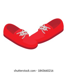 Red moccasins icon. Isometric illustration of red moccasins vector icon for web