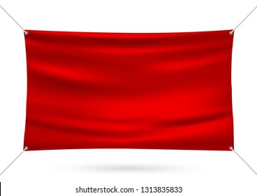 Red mock up vinyl banner vector illustration