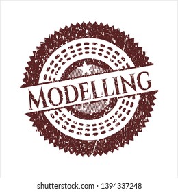 Red Modelling distressed grunge style stamp