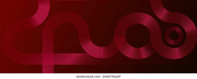 Red modern abstract glowing shiny lines banner. Futuristic technology concept
