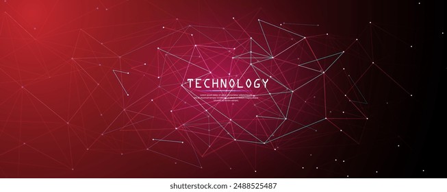 Fondo moderno rojo. tecnología futurista, tecnología digital, comunicación global, big data y concepto de ciencia. 
