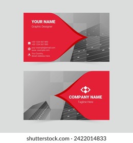 Red modern business card template