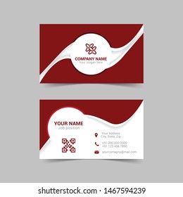 Red modern business card. Vector illustration.