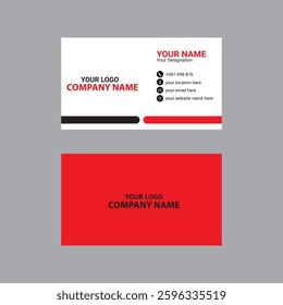 Red modern business card , Vector illustration print template
 and name card  horizontal simple clean template vector design,
