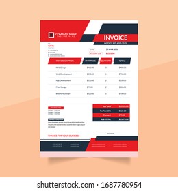 Red Modern Business Invoice Template Design