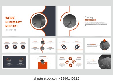Red modern business work report slide presentation template