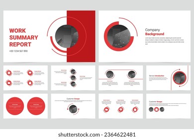 Red modern business work report slide presentation template