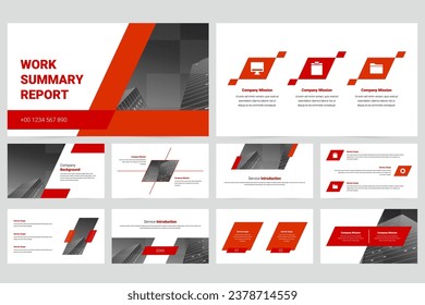 Red modern business work report slide