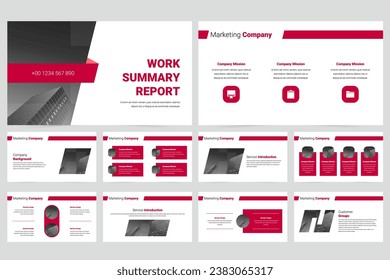 Plantilla de presentación de diapositivas del informe de trabajo empresarial moderno rojo