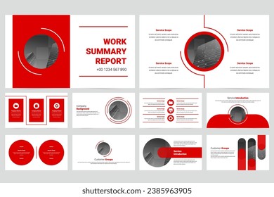 Red modern business work report slide presentation template