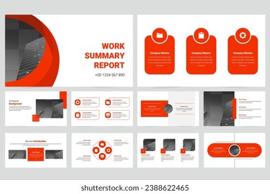 Plantilla de presentación de diapositivas del informe de trabajo empresarial moderno rojo