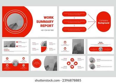 Red modern business work report slide presentation template