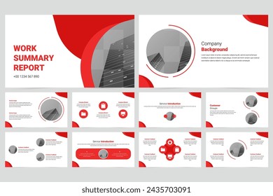 Red modern business work report slide presentation template