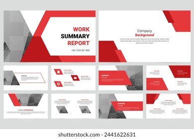 Plantilla de presentación de diapositivas de informe de trabajo empresarial moderno rojo