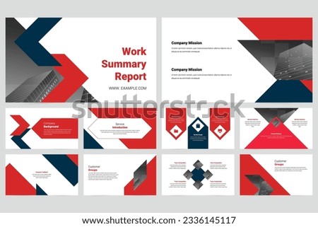 Red modern business work report slideshow presentation