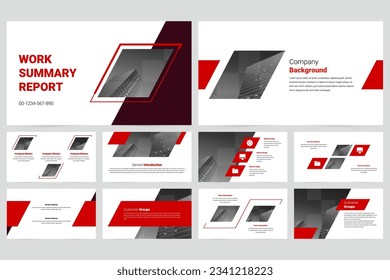 Red modern business work slide presentation template