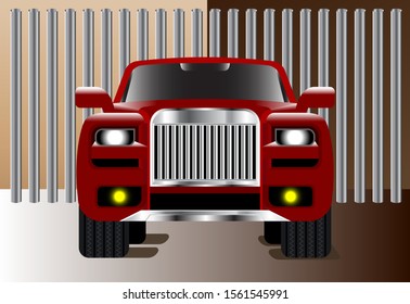 Red modern car with angular muscular design EPS10
