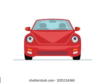 Red modern car isolated on white background. Front view. Vector illustration 
