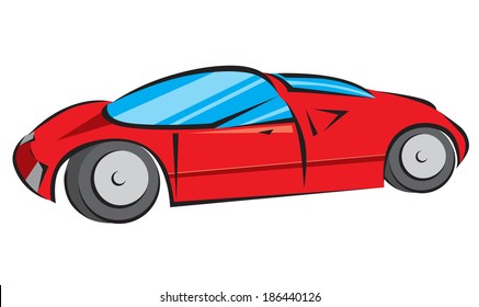 Red Modern Car Vector Illustration