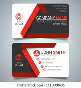 
Red modern creative business card and name card,horizontal simple clean template vector design, layout in rectangle size.