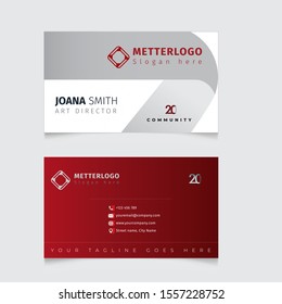 Red modern creative business card and name card,horizontal simple clean template vector design, layout in rectangle size - Vector